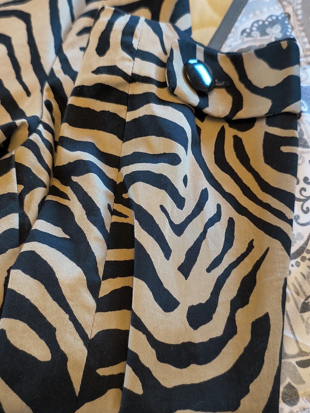 Black and Cream Zebra Print Double-Breasted Women's Dress Jacket - Picture 5 of 8
